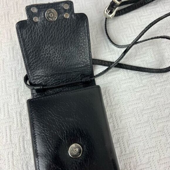 Vintage Brighton Black Crossbody Wallet Card Holder Bag Purse Leather Travel - Picture 9 of 16